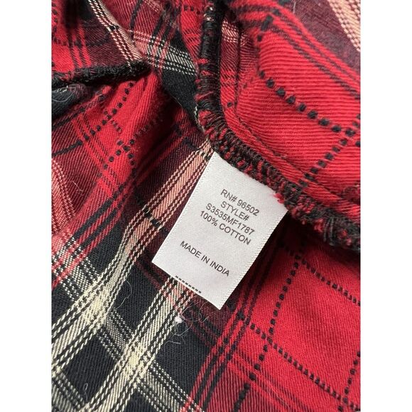 C‎ Label Top Womens Large Red Plaid Off Shoulder 3/4 Sleeve Bohemian Casual - Picture 11 of 12